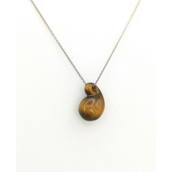 Vintage Tigers Eye Carved Pendant in Rose Gold Chain - Picture 5 of 6